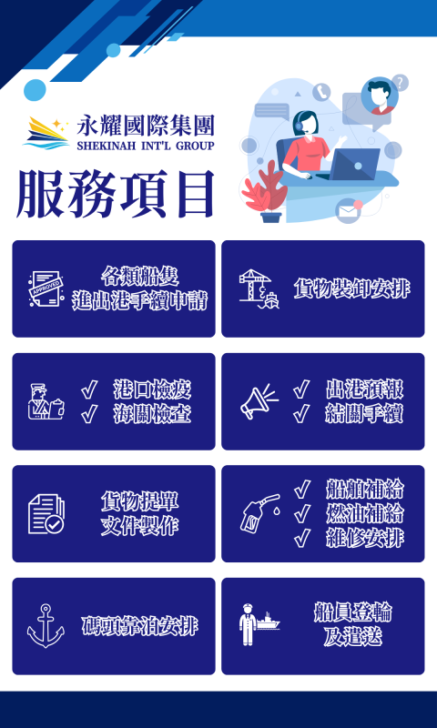 永耀國際集團－台灣港口代理－服務項目